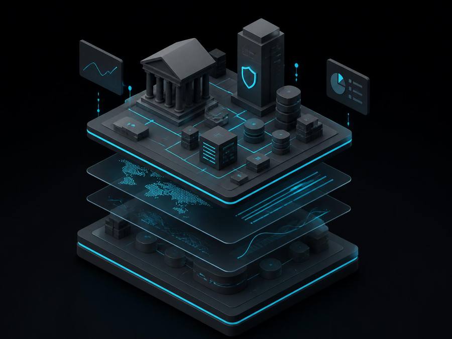 Render 3D mate de la infraestructura modular para prop firms